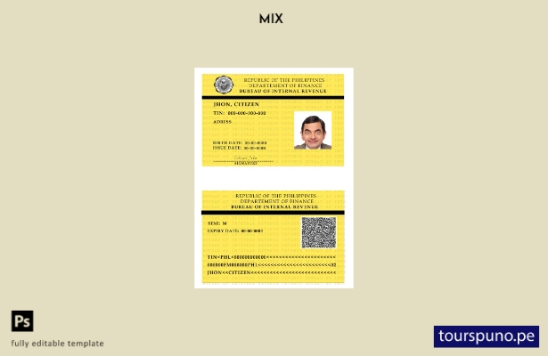 listo para imprimir plantilla de la oficina de ingresos internos de Filipinas